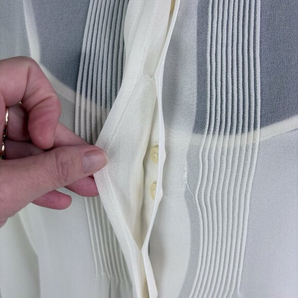 Banana Republic Georgette Sheer Ivory Pintuck Blouse With Camisole Women’s XS - Picture 7 of 11